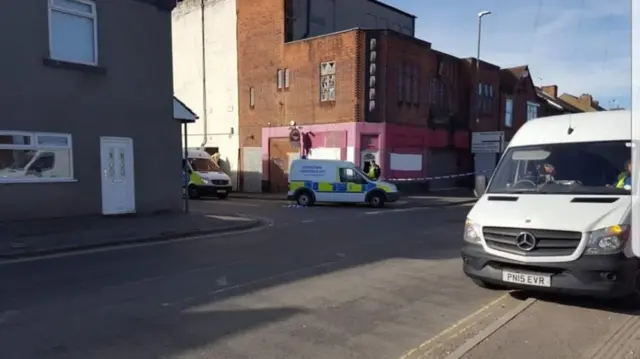 Police at an old bingo hall in Somercotes