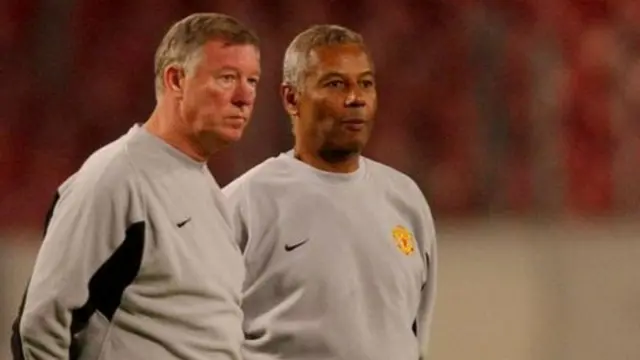 Sir Alex Ferguson pictured with Brazilian coach Fancisco Filho