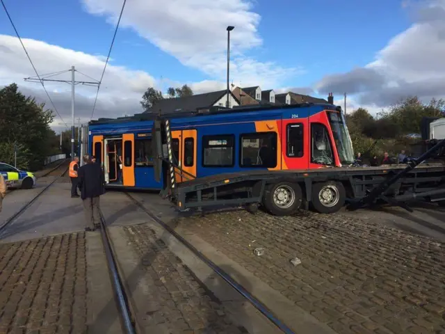 The derailed tram-train