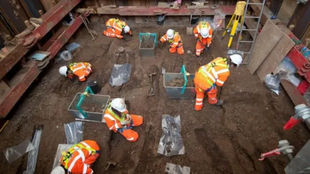 Archaeologists and specialists are working at the site