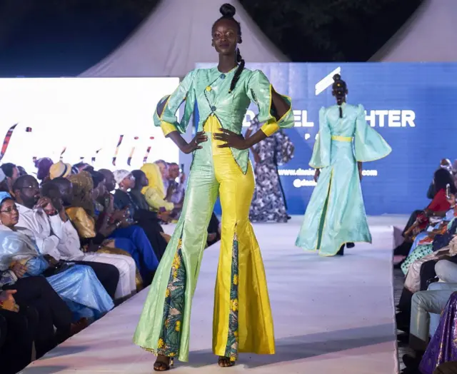 A model in Mali wearing flares