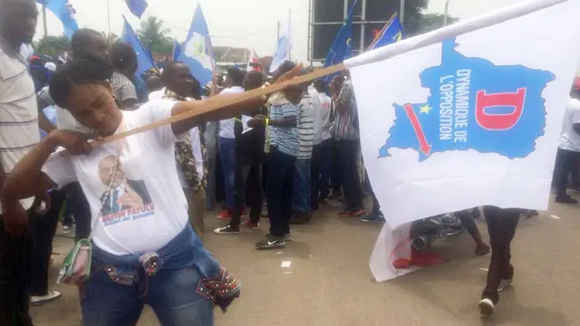 Opposition protesters in Kinshasa, DR Congo