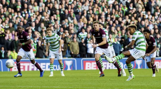 Scott Sinclair scores a penalty for Celtic against Hearts