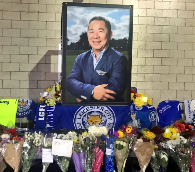 Tributes at the King Power Stadium