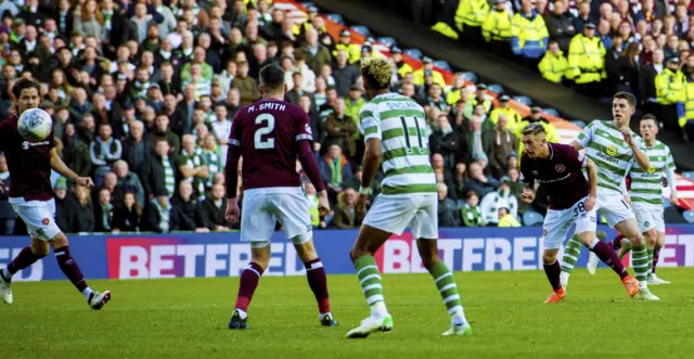 Ryan Christie scores for Celtic against Hearts