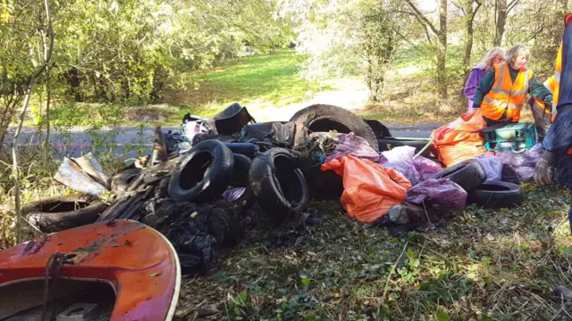 Rubbish on the river bank