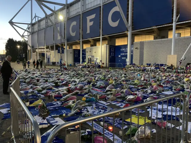 Floral tributes at King Power Stadium