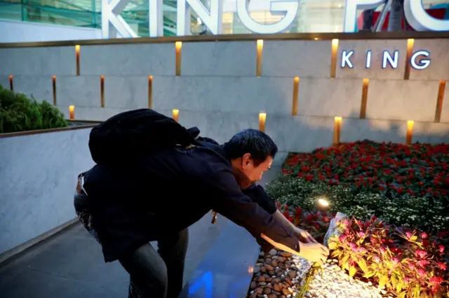 Flowers left outside King Power headquarters