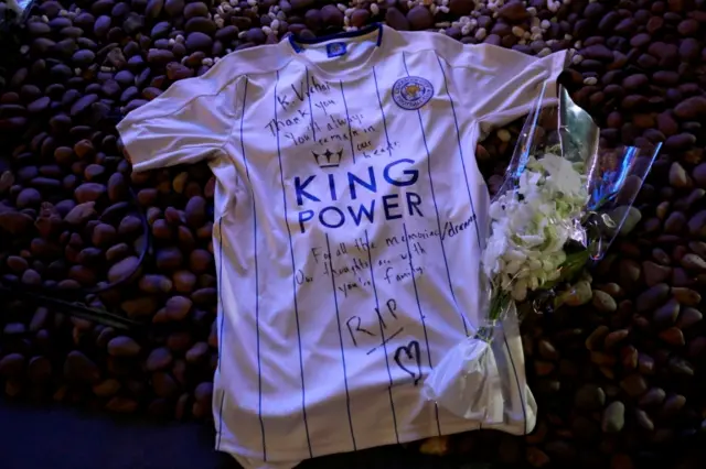 A shirt left outside King Power headquarters