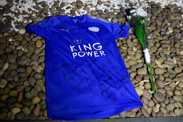 A shirt left outside King Power headquarters