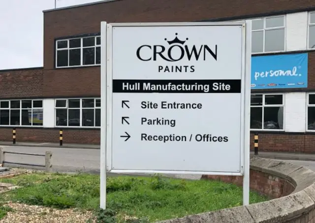 A sign outside Crown Paints in Hull