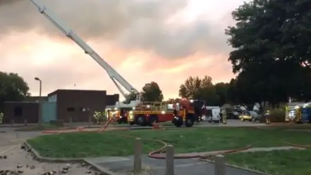 Firefighters at the scene of a derelict shop fire in Hull