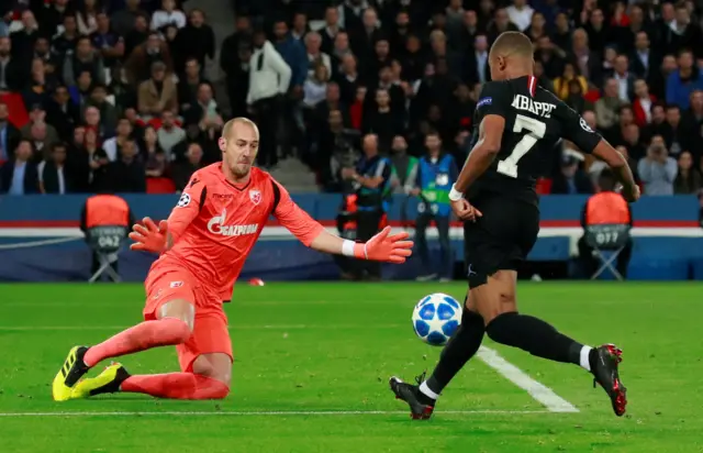 Kylian Mbappe and Milan Borjan