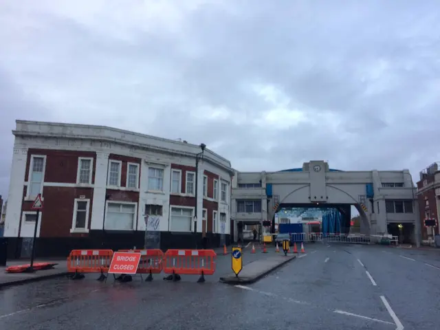 "Road Closed" sign on North Bridge