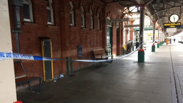 Police cordon at railway station