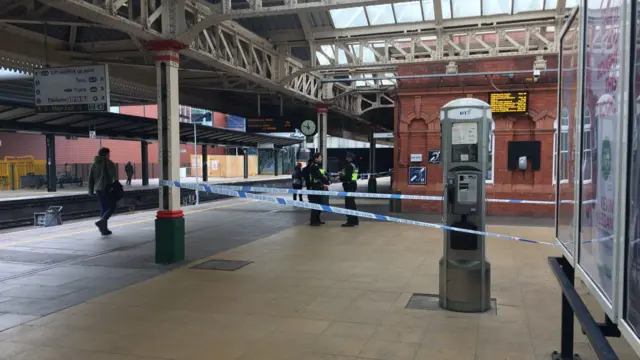 Police cordon at railway station