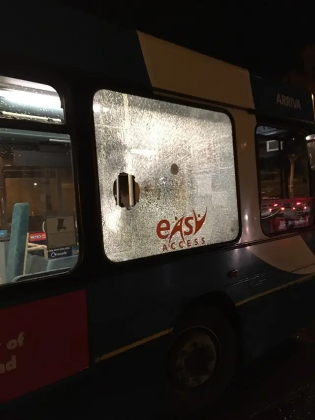 Damaged bus window