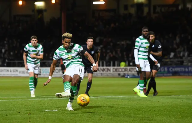 Scott Sinclair scores a penalty for Celtic against Dundee