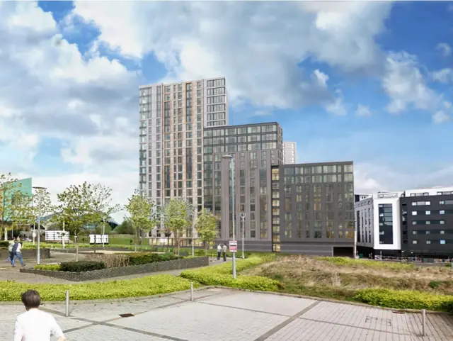 Plans for a 20-storey apartment block in Mill Road, near Gateshead Quayside