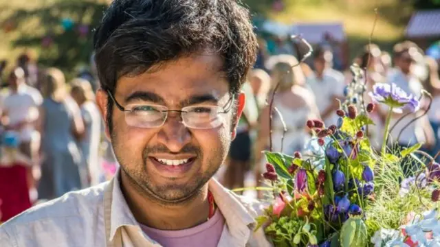 Rahul with flowers