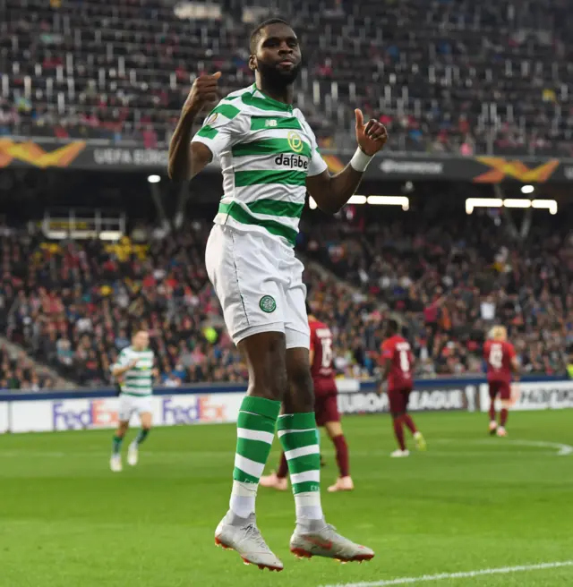 Celtic’s Odsonne Edouard celebrates his opening goal