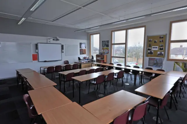 Stock image of an empty classroom