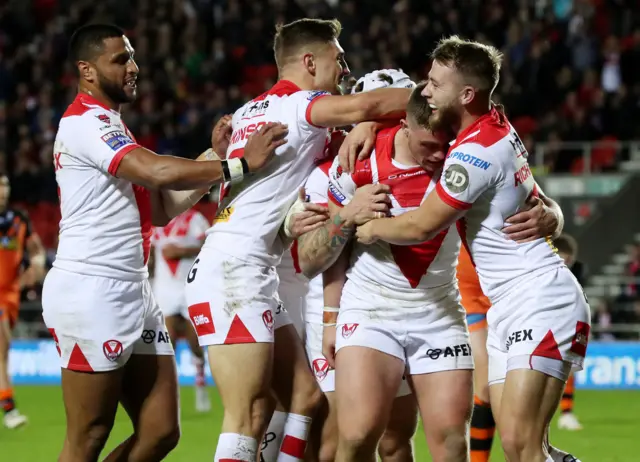 St Helens players celebrate