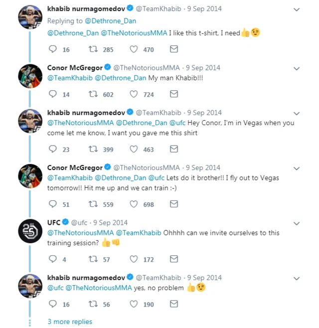 Conor McGregor and Khabib Nurmagomedov on Twitter