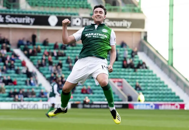 Stevie Mallan scored a double against Accies at Easter Road