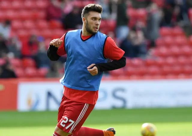 Aberdeen's Connor Mclennan warms up