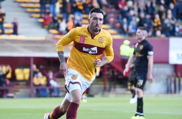 Ryan Bowman celebrates scoring for Motherwell