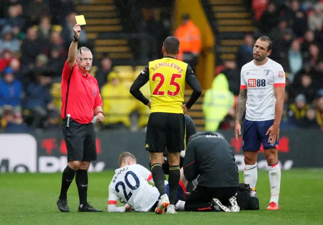 Jose Holebas yellow card