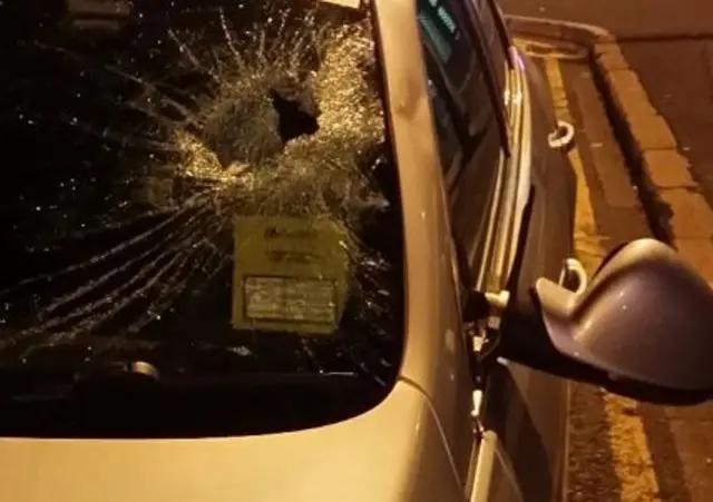 shattered car windscreen