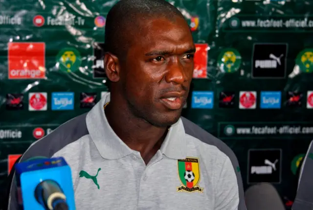 Newly appointed Cameroon coach and former Dutch international footballer Clarence Seedorf addresses a press conference in Yaounde on August 20, 2018.