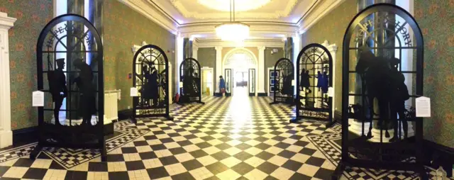 The six silhouettes on show at Stoke Town Hall