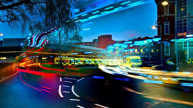 Leicester Emergency Department Ambulance Light Trails