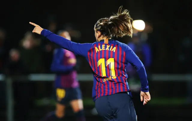 Alexia Putellas celebrates scoring for Barcelona