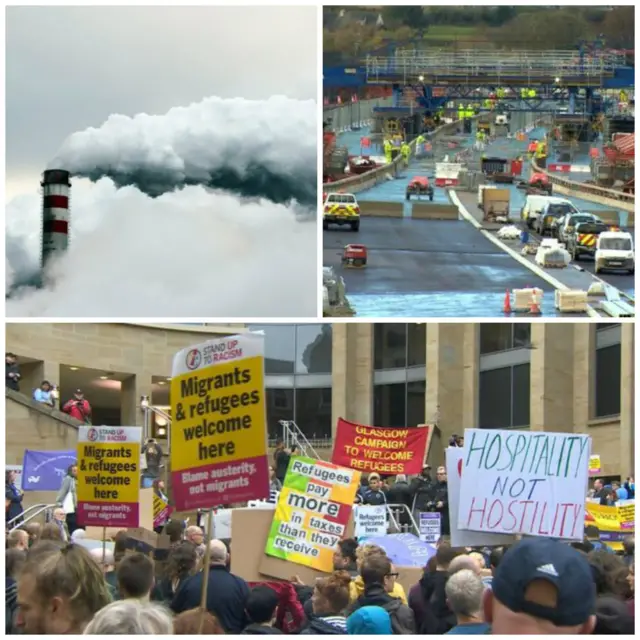 Emissions/Aberdeen Western Peripheral Route/Asylum Seekers protesting