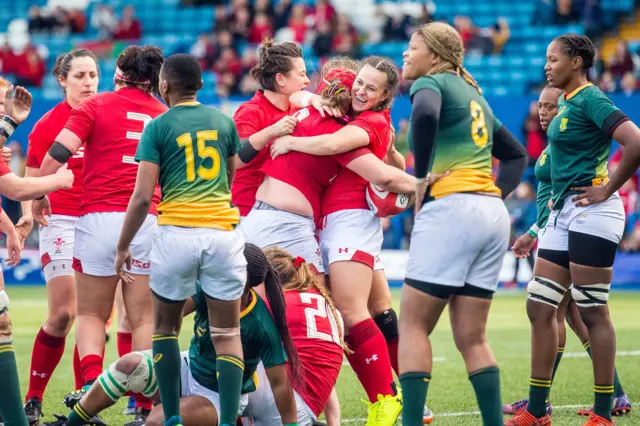 Wales women celebrate