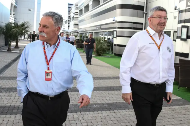 Chase Carey and Ross Brawn