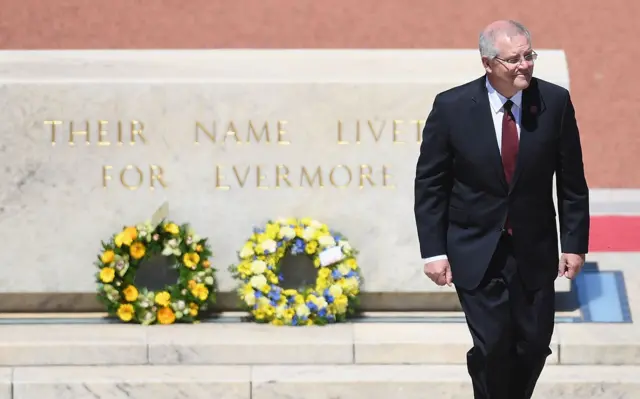 Australia PM Scott Morrison at service in Canberra
