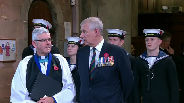The Duke of York arrives at St Anne's Cathedral in Belfast