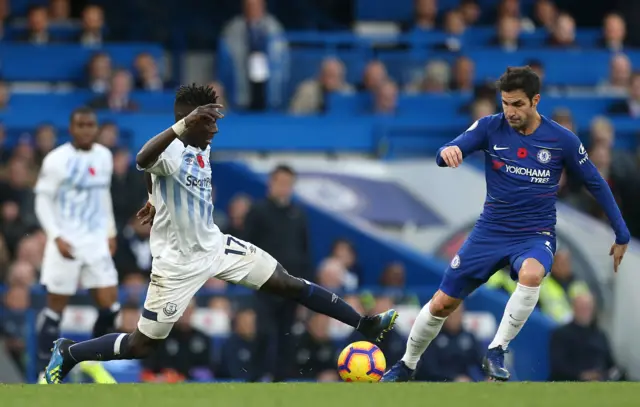 Idrissa Gueye and Cesc Fabregas