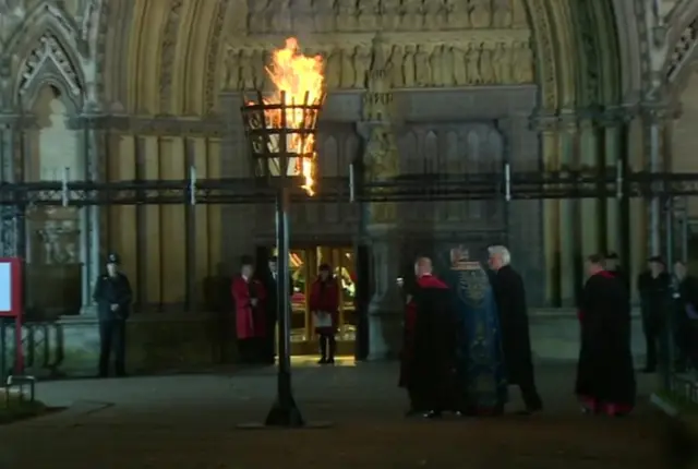 Beacon outside of Westminster Abbey