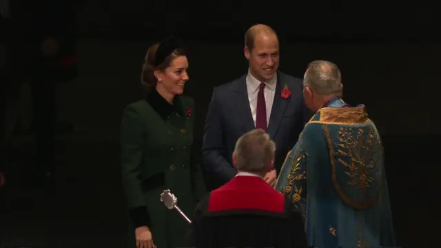 The Duke and Duchess of Cambridge arrive for the service