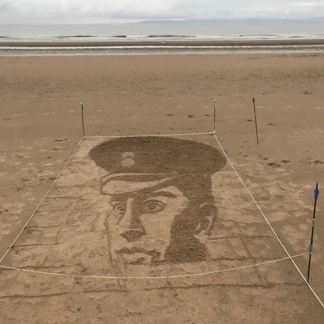 A portrait of a soldier on Ayr Beach in Scotland