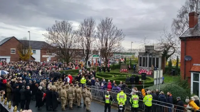 Remembrance Day service at the cenotaph in Leyland
