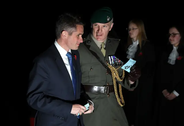 Defence Secretary Gavin Williamson joins them for the service