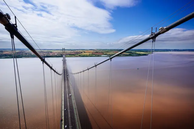 A view of the Humber Bridge from the North Tower