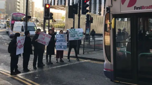 Protesters on Eastgate in Leeds